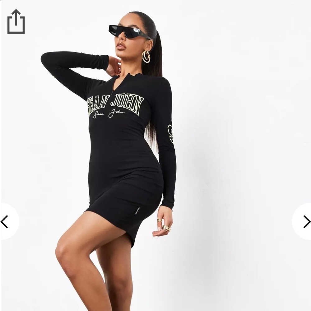 Sean John Missguided Black Zip Front Script Dress